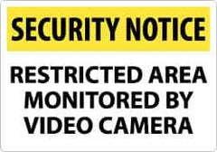 NMC - "Security Notice - Restricted Area Monitored by Video Camera", 14" Long x 20" Wide, Rigid Plastic Safety Sign - Rectangle, 0.05" Thick, Use for Security & Admittance - All Tool & Supply