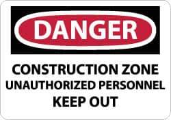 NMC - "Danger - Construction Site - Unauthorized Persons - Keep Out", 14" Long x 20" Wide, Rigid Plastic Safety Sign - Rectangle, 0.05" Thick, Use for Security & Admittance - All Tool & Supply