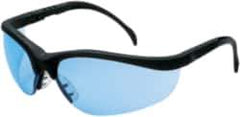 MCR Safety - Light Blue Lenses, Framed Safety Glasses - Scratch Resistant, Black Plastic Frame, Adjustable Temples, Size Universal, Wrap Around - All Tool & Supply