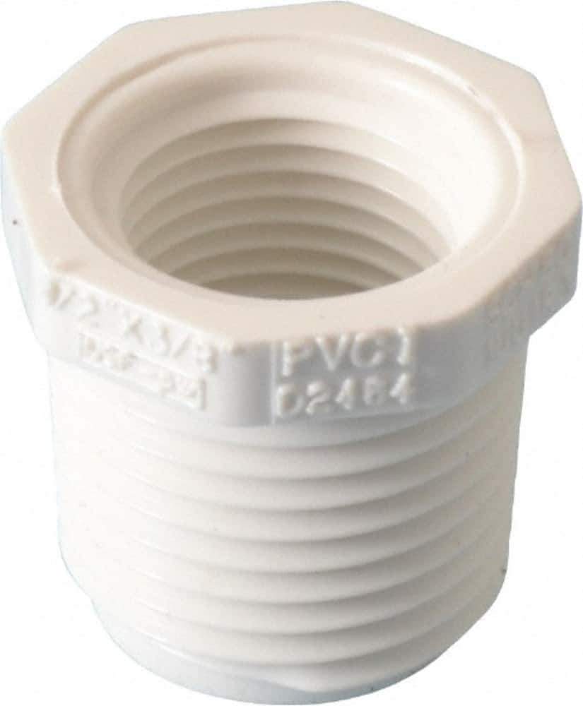 Value Collection - 1/2 x 3/8" PVC Plastic Pipe Bushing - Schedule 40, MIPT x FIPT End Connections - All Tool & Supply