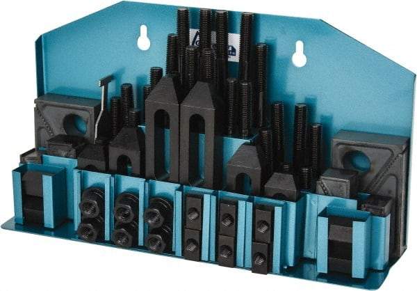 Gibraltar - 52 Piece Fixturing Step Block & Clamp Set with 25mm Step Block, 12mm T-Slot, M10x1.5 Stud Thread - 19mm Nut Width, 80, 110, 125, 150, 175 & 200mm Stud Lengths - All Tool & Supply