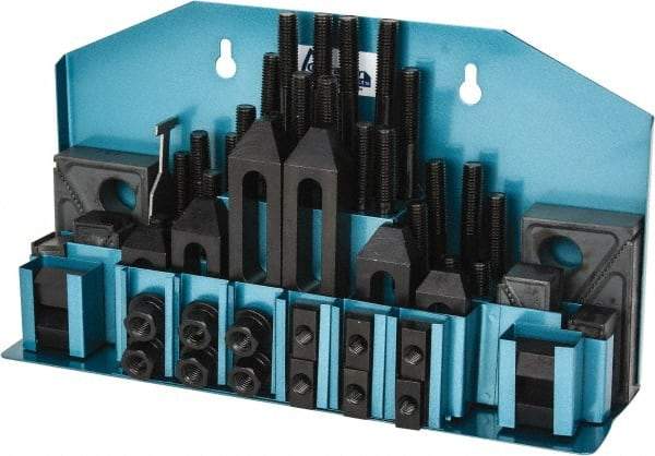 Gibraltar - 52 Piece Fixturing Step Block & Clamp Set with 25mm Step Block, 14mm T-Slot, M12x1.75 Stud Thread - 22mm Nut Width, 80, 110, 125, 150, 175 & 200mm Stud Lengths - All Tool & Supply