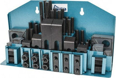 Gibraltar - 52 Piece Fixturing Step Block & Clamp Set with 25mm Step Block, 16mm T-Slot, M12x1.75 Stud Thread - 25mm Nut Width, 80, 110, 125, 150, 175 & 200mm Stud Lengths - All Tool & Supply