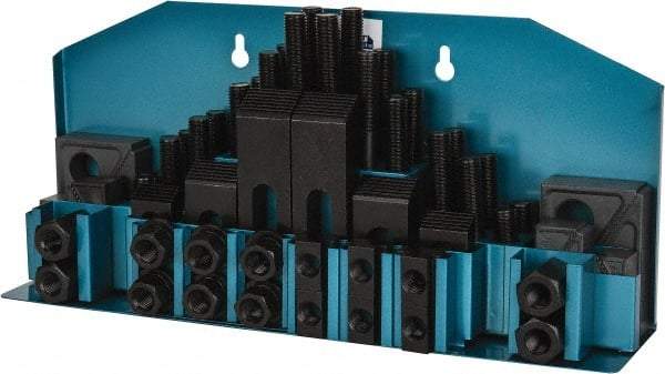 Gibraltar - 52 Piece Fixturing Step Block & Clamp Set with 25mm Step Block, 18mm T-Slot, M16x2.0 Stud Thread - 29mm Nut Width, 80, 110, 125, 150, 175 & 200mm Stud Lengths - All Tool & Supply