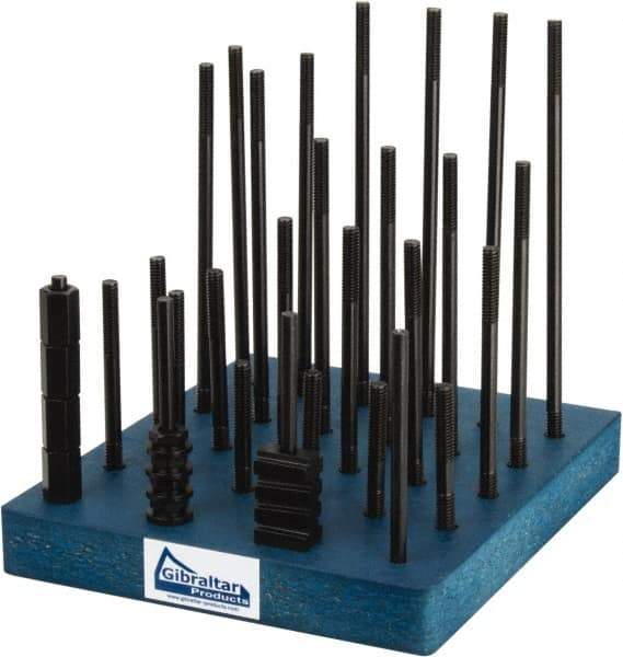 Gibraltar - 38 Piece, 5/16-18 Stud, 3/8" T Slot, T Nut & Stud Kit - 5/8" T-Slot Nut Width, 3, 4, 5, 6, 7, 8" Stud Lengths - All Tool & Supply