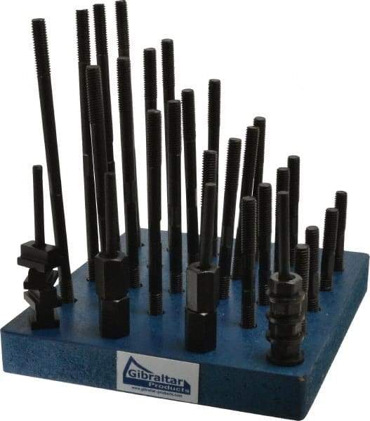 Gibraltar - 38 Piece, 3/8-16 Stud, 7/16" T Slot, T Nut & Stud Kit - 11/16" T-Slot Nut Width, 3, 4, 5, 6, 7, 8" Stud Lengths - All Tool & Supply