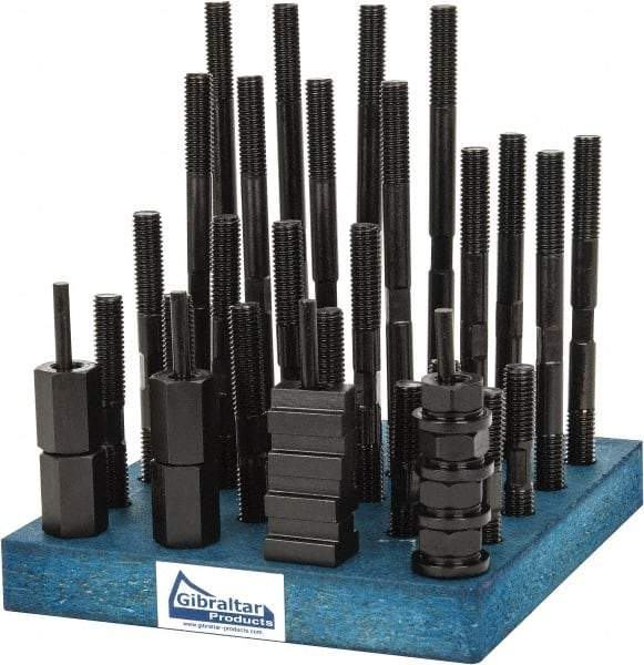 Gibraltar - 38 Piece, 1/2-13 Stud, 9/16" T Slot, T Nut & Stud Kit - 7/8" T-Slot Nut Width, 3, 4, 5, 6, 7, 8" Stud Lengths - All Tool & Supply