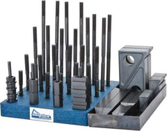 Gibraltar - 50 Piece Fixturing Step Block & Clamp Set with 1" Step Block, 1/2" T-Slot, 3/8-16 Stud Thread - 7/8" Nut Width, 3, 4, 5, 6, 7 & 8" Stud Lengths - All Tool & Supply