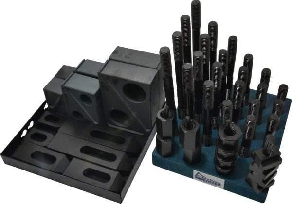 Gibraltar - 50 Piece Fixturing Step Block & Clamp Set with 1-1/2" Step Block, 11/16" T-Slot, 5/8-11 Stud Thread - 1-1/8" Nut Width, 3, 4, 5, 6, 7 & 8" Stud Lengths - All Tool & Supply