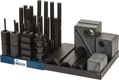 Gibraltar - 50 Piece Fixturing Step Block & Clamp Set with 1-1/2" Step Block, 13/16" T-Slot, 3/4-10 Stud Thread - 1-1/4" Nut Width, 3, 4, 5, 6, 7 & 8" Stud Lengths - All Tool & Supply