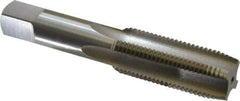 Interstate - 7/8-12 UNS 3B 4 Flute Bright Finish High Speed Steel Straight Flute Standard Hand Tap - Plug, Right Hand Thread, 4-11/16" OAL, H4 Limit, Oversize - Exact Industrial Supply