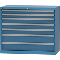 LISTA - 7 Drawer, 84 Compartment Bright Blue Steel Modular Storage Cabinet - All Tool & Supply