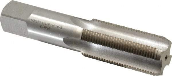 Interstate - 1-3/16 - 12 UNS 4 Flute Bright Finish High Speed Steel Straight Flute Standard Hand Tap - Bottoming, Right Hand Thread, 4" OAL, 1-1/2" Thread Length, H4 Limit, Oversize - All Tool & Supply