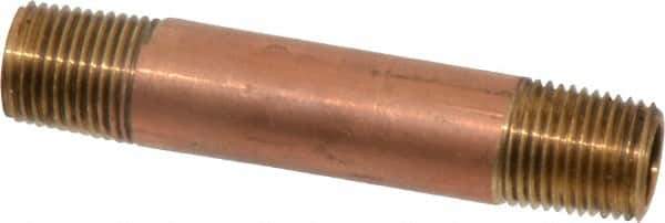 Merit Brass - 2" Long, 1/8" Pipe Threaded Brass Pipe Nipple - BSPT Thread, Red Brass - All Tool & Supply