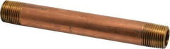 Merit Brass - 6" Long, 1/2" Pipe Threaded Brass Pipe Nipple - BSPT Thread, Red Brass - All Tool & Supply