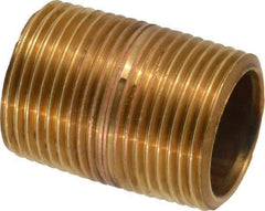 Merit Brass - 1-3/8" Long, 3/4" Pipe Threaded Brass Pipe Nipple - BSPT Thread, Red Brass - All Tool & Supply