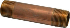 Merit Brass - 5" Long, 1" Pipe Threaded Brass Pipe Nipple - BSPT Thread, Red Brass - All Tool & Supply