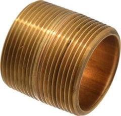 Merit Brass - 1-3/4" Long, 1-1/2" Pipe Threaded Brass Pipe Nipple - BSPT Thread, Red Brass - All Tool & Supply