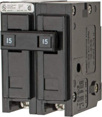 Eaton Cutler-Hammer - 15 Amp, 120/240 VAC, 24 VDC, 48 VDC, 80 VDC, 2 Pole, Plug In Miniature Circuit Breaker - Thermal Magnetic Trip, 14-4 AWG, 2-3/8 Inch Deep x 2-15/16 Inch High x 2 Inch Wide - All Tool & Supply