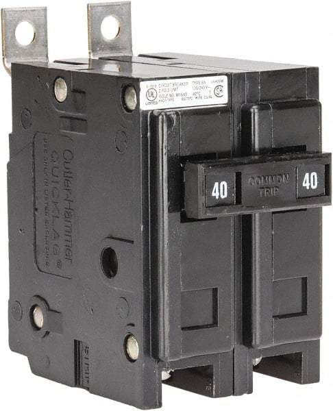 Eaton Cutler-Hammer - 40 Amp, 120/240 VAC, 24 VDC, 48 VDC, 80 VDC, 2 Pole, Bolt On Miniature Circuit Breaker - Thermal Magnetic Trip, 14-4 AWG, 2-3/8 Inch Deep x 2-15/16 Inch High x 2 Inch Wide - All Tool & Supply