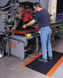 Anti-Fatigue Mat: 900″ Length, 48″ Wide, 9/16″ Thick, Vinyl, Beveled Edge, Heavy-Duty Diamond Plate, Black, Dry