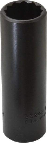 Proto - 3/4", 1/2" Drive, Deep Hand Socket - 12 Points, 3-1/4" OAL, Alloy Steel, Black Finish - All Tool & Supply