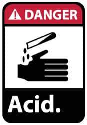 NMC - "Danger - Acid", 14" Long x 10" Wide, Rigid Plastic Safety Sign - Rectangle, 0.05" Thick, Use for Hazardous Materials - All Tool & Supply