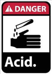 NMC - "Danger - Acid", 14" Long x 10" Wide, Pressure-Sensitive Vinyl Safety Sign - Rectangle, 0.004" Thick, Use for Hazardous Materials - All Tool & Supply