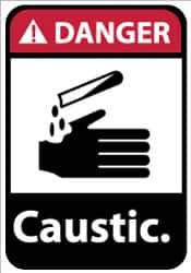 NMC - "Danger - Caustic", 14" Long x 10" Wide, Rigid Plastic Safety Sign - Rectangle, 0.05" Thick, Use for Hazardous Materials - All Tool & Supply