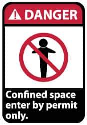 NMC - "Danger - Confined Space - Enter by Permit Only", 14" Long x 10" Wide, Rigid Plastic Safety Sign - Rectangle, 0.05" Thick, Use for Accident Prevention - All Tool & Supply