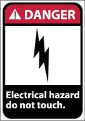 NMC - "Danger - Electrical Hazard - Do Not Touch", 14" Long x 10" Wide, Pressure-Sensitive Vinyl Safety Sign - Rectangle, 0.004" Thick, Use for Accident Prevention - All Tool & Supply