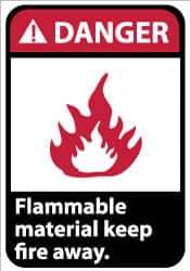 NMC - "Danger - Flammable Material - Keep Fire Away", 14" Long x 10" Wide, Pressure-Sensitive Vinyl Safety Sign - Rectangle, 0.004" Thick, Use for Hazardous Materials - All Tool & Supply