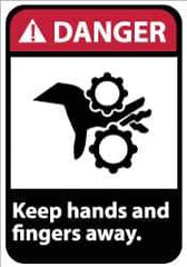 NMC - "Danger - Keep Hands and Fingers Away", 14" Long x 10" Wide, Rigid Plastic Safety Sign - Rectangle, 0.05" Thick, Use for Accident Prevention - All Tool & Supply