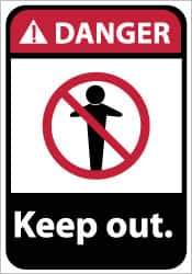 NMC - "Danger - Keep Out", 14" Long x 10" Wide, Pressure-Sensitive Vinyl Safety Sign - Rectangle, 0.004" Thick, Use for Accident Prevention - All Tool & Supply