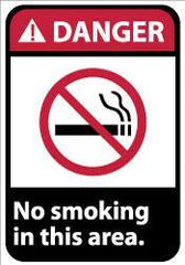 NMC - "Danger - No Smoking in This Area", 14" Long x 10" Wide, Rigid Plastic Safety Sign - Rectangle, 0.05" Thick, Use for Accident Prevention - All Tool & Supply