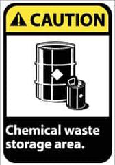 NMC - "Caution - Chemical Waste Storage Area", 14" Long x 10" Wide, Rigid Plastic Safety Sign - Rectangle, 0.05" Thick, Use for Hazardous Materials - All Tool & Supply