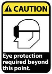 NMC - "Caution - Eye Protection Required Beyond This Point", 14" Long x 10" Wide, Pressure-Sensitive Vinyl Safety Sign - Rectangle, 0.004" Thick, Use for Accident Prevention - All Tool & Supply