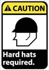 NMC - "Caution - Hard Hats Required", 14" Long x 10" Wide, Rigid Plastic Safety Sign - Rectangle, 0.05" Thick, Use for Accident Prevention - All Tool & Supply