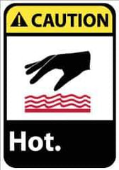 NMC - "Caution - Hot", 14" Long x 10" Wide, Rigid Plastic Safety Sign - Rectangle, 0.05" Thick, Use for Hazardous Materials - All Tool & Supply