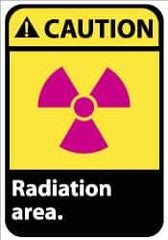 NMC - "Caution - Radiation Area", 14" Long x 10" Wide, Rigid Plastic Safety Sign - Rectangle, 0.05" Thick, Use for Accident Prevention - All Tool & Supply