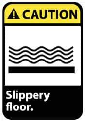 NMC - "Caution - Slippery Floor", 14" Long x 10" Wide, Rigid Plastic Safety Sign - Rectangle, 0.05" Thick, Use for Accident Prevention - All Tool & Supply