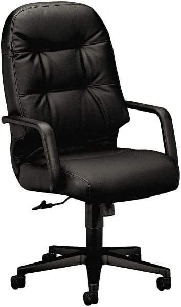 Hon - 25" High Pneumatic Height Adjustable Chair - 22" Wide x 18" Deep, Leather, Memory Foam Seat, Black - All Tool & Supply