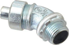 Cooper Crouse-Hinds - 3/8" Trade, Malleable Iron Threaded Angled Liquidtight Conduit Connector - Noninsulated - All Tool & Supply