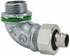 Cooper Crouse-Hinds - 3/8" Trade, Malleable Iron Threaded Angled Liquidtight Conduit Connector - Noninsulated - All Tool & Supply