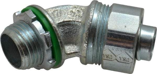 Cooper Crouse-Hinds - 1/2" Trade, Malleable Iron Threaded Angled Liquidtight Conduit Connector - Noninsulated - All Tool & Supply