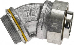 Cooper Crouse-Hinds - 1-1/2" Trade, Malleable Iron Threaded Angled Liquidtight Conduit Connector - Noninsulated - All Tool & Supply