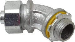 Cooper Crouse-Hinds - 3/8" Trade, Malleable Iron Threaded Angled Liquidtight Conduit Connector - Noninsulated - All Tool & Supply