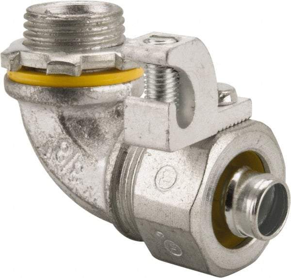 Cooper Crouse-Hinds - 3/8" Trade, Malleable Iron Threaded Angled Liquidtight Conduit Connector - Noninsulated - All Tool & Supply