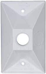 Cooper Crouse-Hinds - 1 Outlet, 1/2" Hole Diam, Powder Coat Finish, Rectangle Noncorrosive Weatherproof Box Cover - 4-1/2" Long x 2-3/4" Wide x 7/8" High, Wet Locations, Aluminum, UL Listed - All Tool & Supply