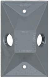 Cooper Crouse-Hinds - 2 Outlet, 1/2" Hole Diam, Powder Coat Finish, Rectangle Noncorrosive Weatherproof Box Cover - 4-5/8" Long x 2-7/8" Wide x 1-1/16" High, Wet Locations, Aluminum, UL Listed - All Tool & Supply